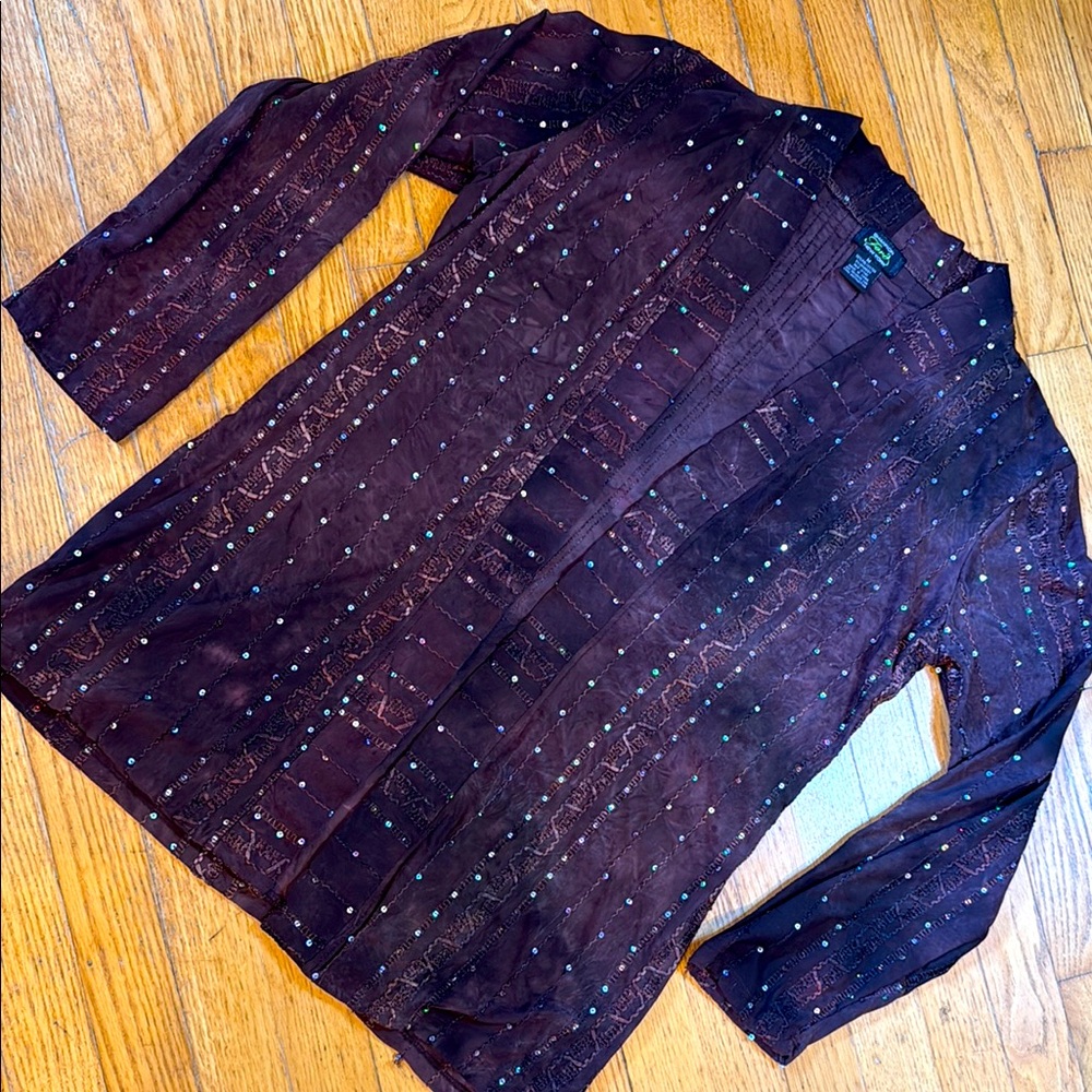 🌼BEAUTIFUL AND BLINGY - BROWN LIGHTWEIGHT JACKET -WOMAN’S M🌼